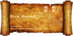 Renk Radomér névjegykártya
